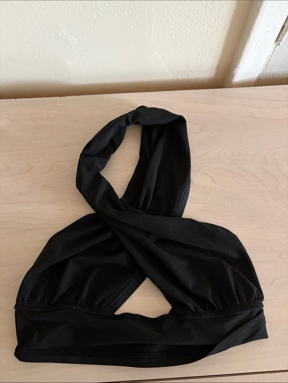 Black Halter Crop Top with Twist Front